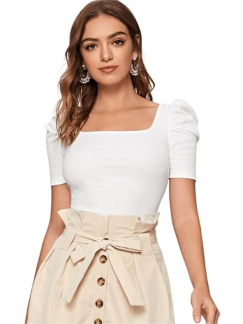 Women's Slim Fit V Neck Sheer Mesh Sleeve Tee Casual Stretchy Blouse